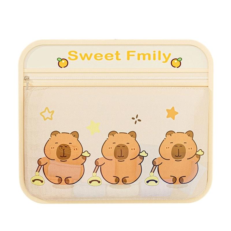 

Kids Room Decorative Storage Bag with Multiple Compartments Breathable Fabric Wall Hanging Socks Clothes Organizer