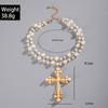 Exaggerated Personality Punk Style Imitation Pearl Necklace Cross Sweet and Cool Long Pendant Necklace Women