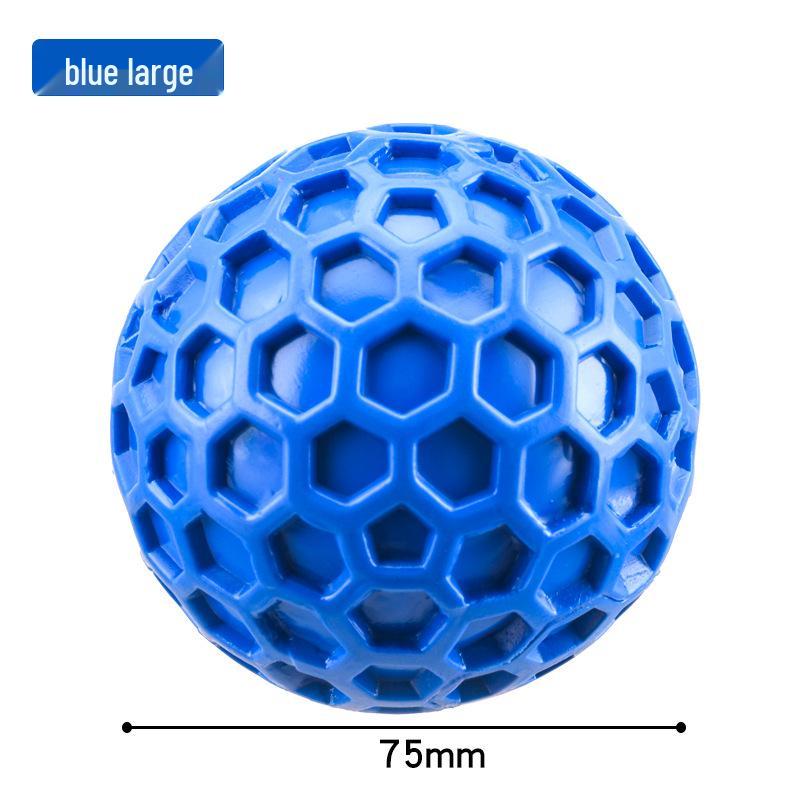 Interactive Squeaky Dog Toy: Honeycomb Shape Soft Rubber Ball for Teeth Cleaning