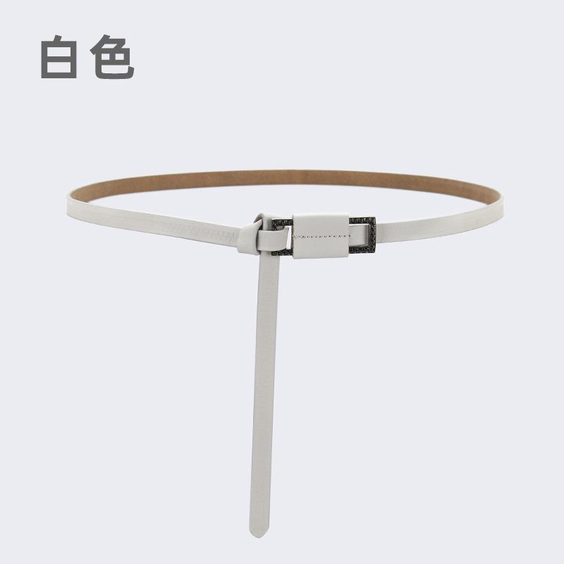 Leather Thin Belt Women'S Decorative Dress Waist Leather Knotted Belt Shirt Waist