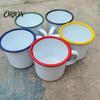 Enamel Coffee Mug for Camping Mug, Simple Style, with Multi-color Contrasting Rim, 360ml Compact Drinkware Gear Capacity Drinking Tea And Hot
