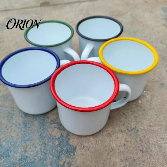Enamel Coffee Mug for Camping Mug, Simple Style, with Multi-color Contrasting Rim, 360ml Compact Drinkware Gear Capacity Drinking Tea And Hot