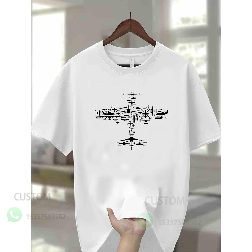 Airplane Cartoon Graphic Vintage Men's Summer T-Shirt Casual Tshirts O-neck short-sleeved Tee T
