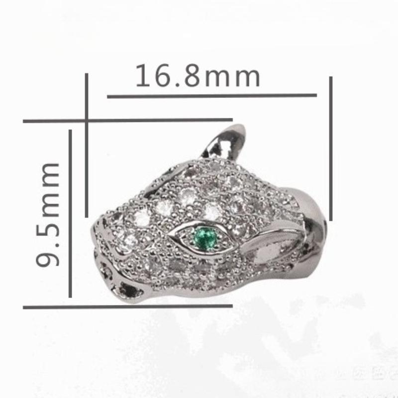 5 Pcs/lot Long Leopard Head Micro Inlaid Zircon Accessories Bracelet Hand String DIY Beads for Jewelry Making Supplies Wholesale