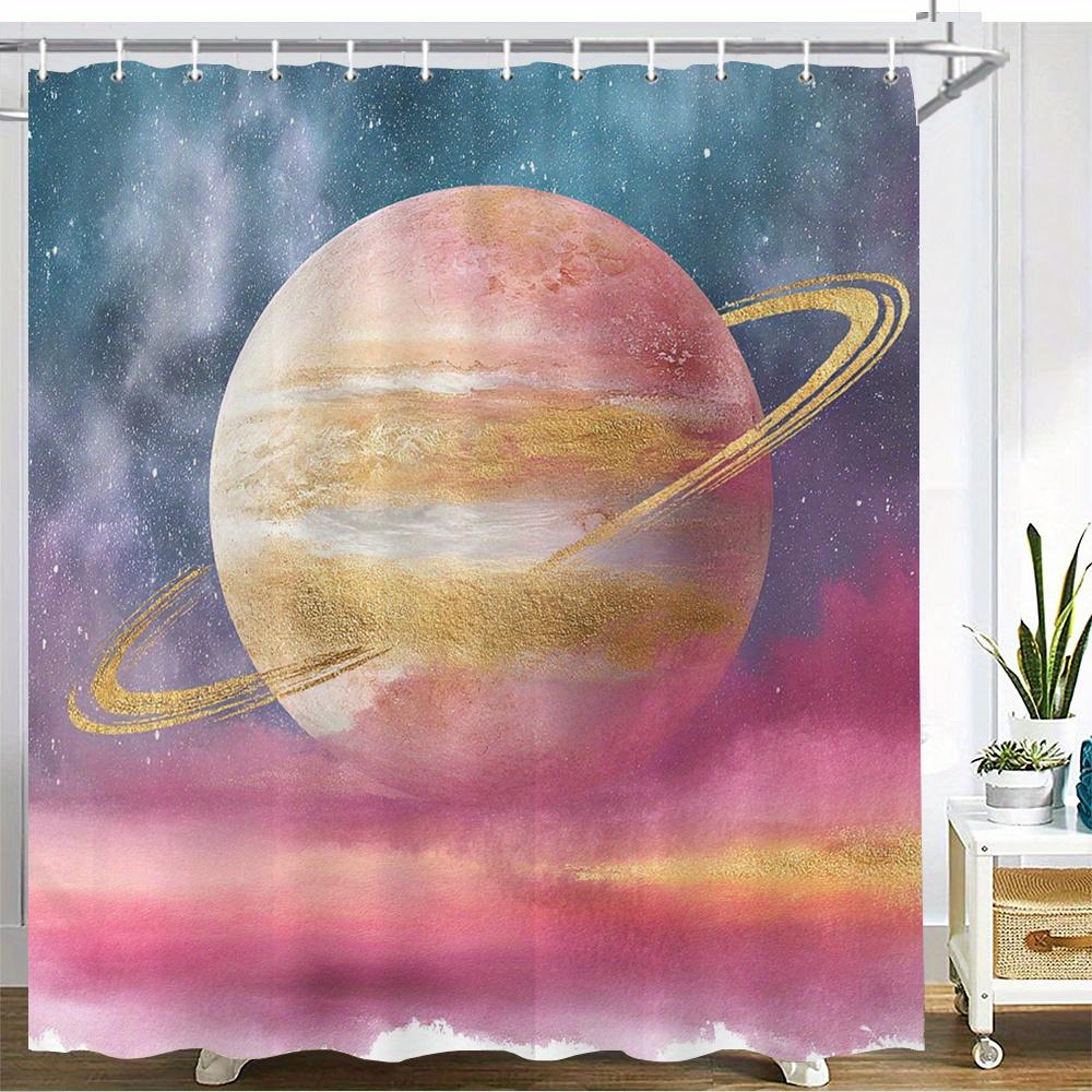 Galactic Planet Waterproof Mildew-Resistant Shower Curtain - Cosmic Design for a Dreamy Bathroom Décor Experience W90XH180cm