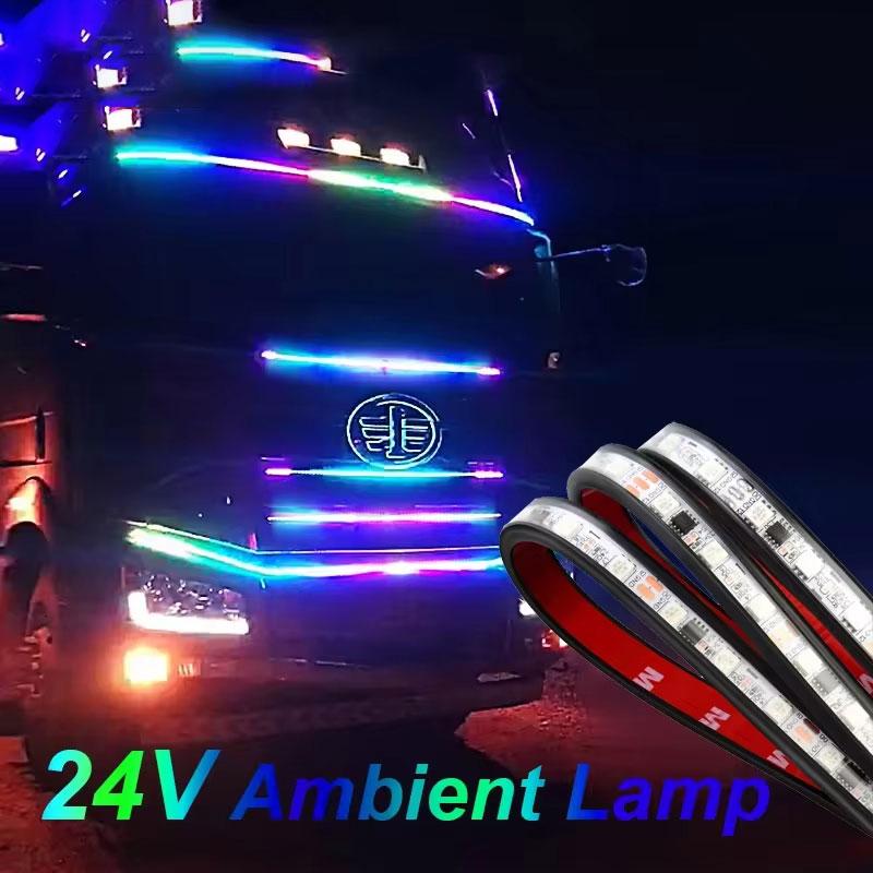 24V Truck Colorful Flashing Light LED Decorative Lamp Atmosphere Light  Night Driving Safety Warning Light For MAN SCANIA VOLVO