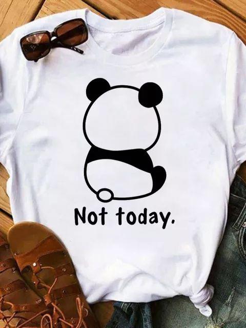 Maycaur Sommer Damen T-Shirt Lockere Oberteile Niedlicher Panda Herz Druck Kurzarm Weiblich Locker Lässig T-Shirt Damen Oberteil Tee