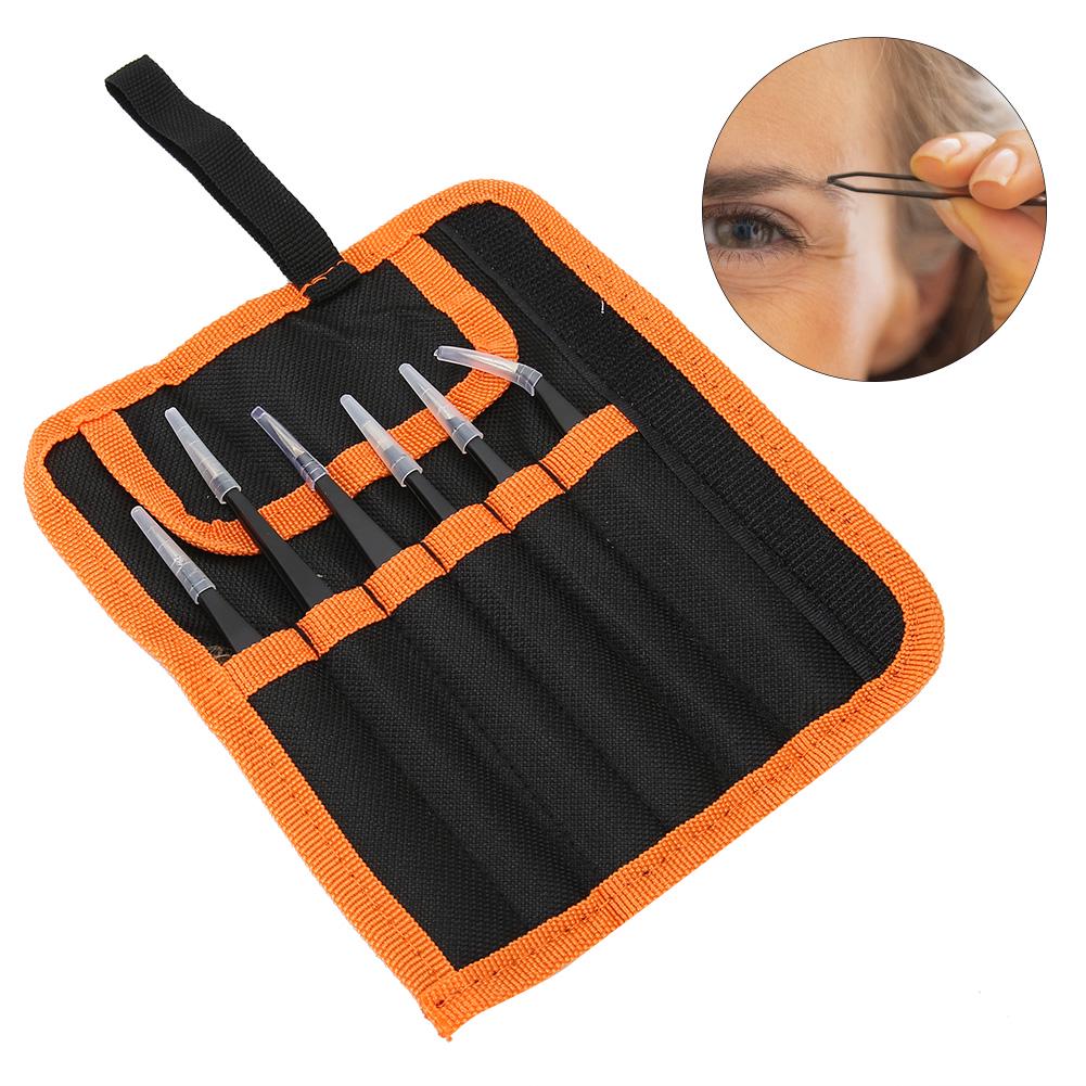 1.5mm 6pcs Stainless Steel Tweezers Set Nail Art Tweezers Watch Repair Tool Accessory