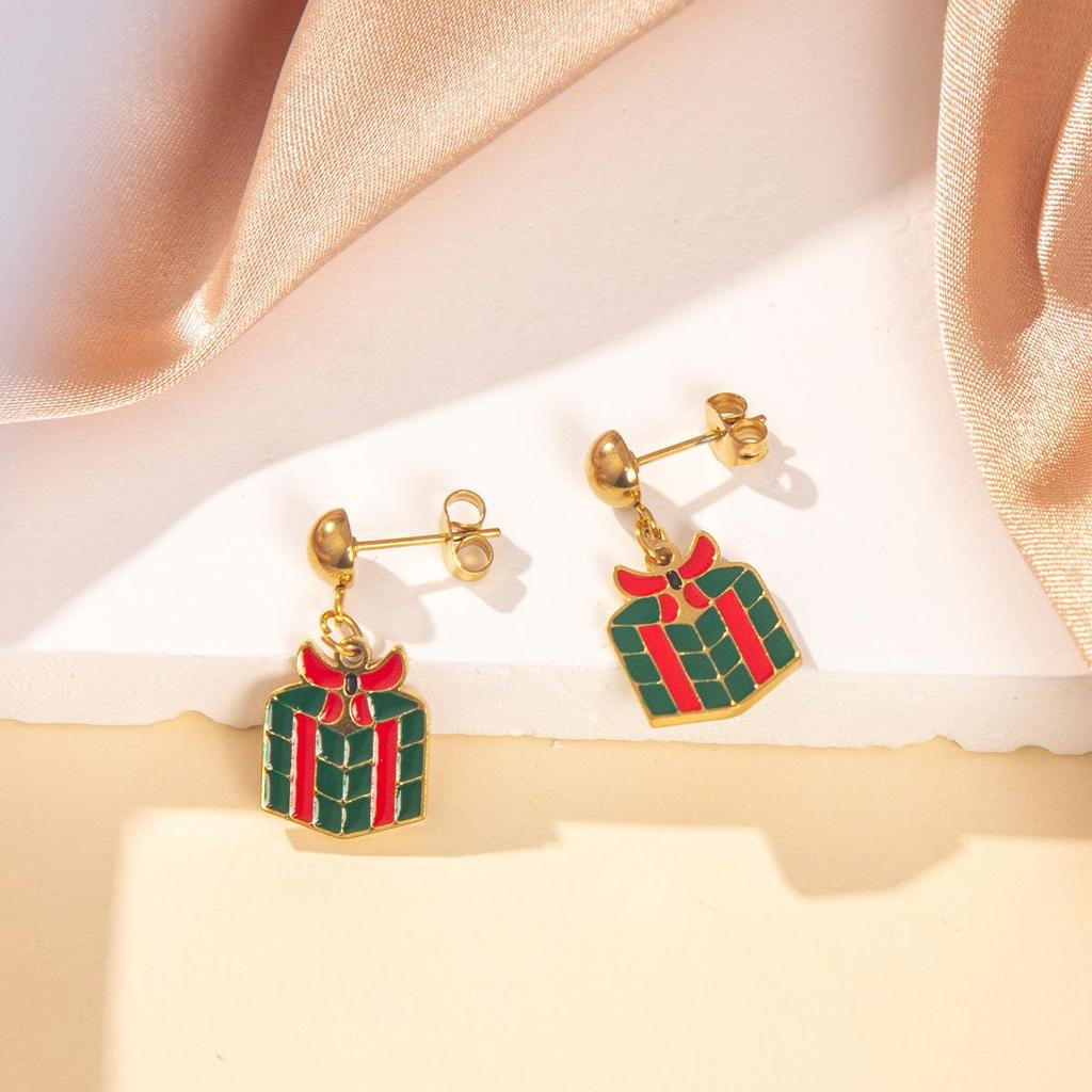 High-End Versatile Christmas Earrings: Stainless Steel Studs, Ear Clips, and Dangle Jewelry