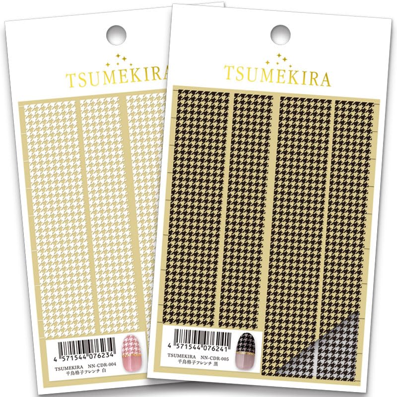 

Наклейки для ногтей Tsume Kira Houndstooth French White Black Набор из 2 шт.