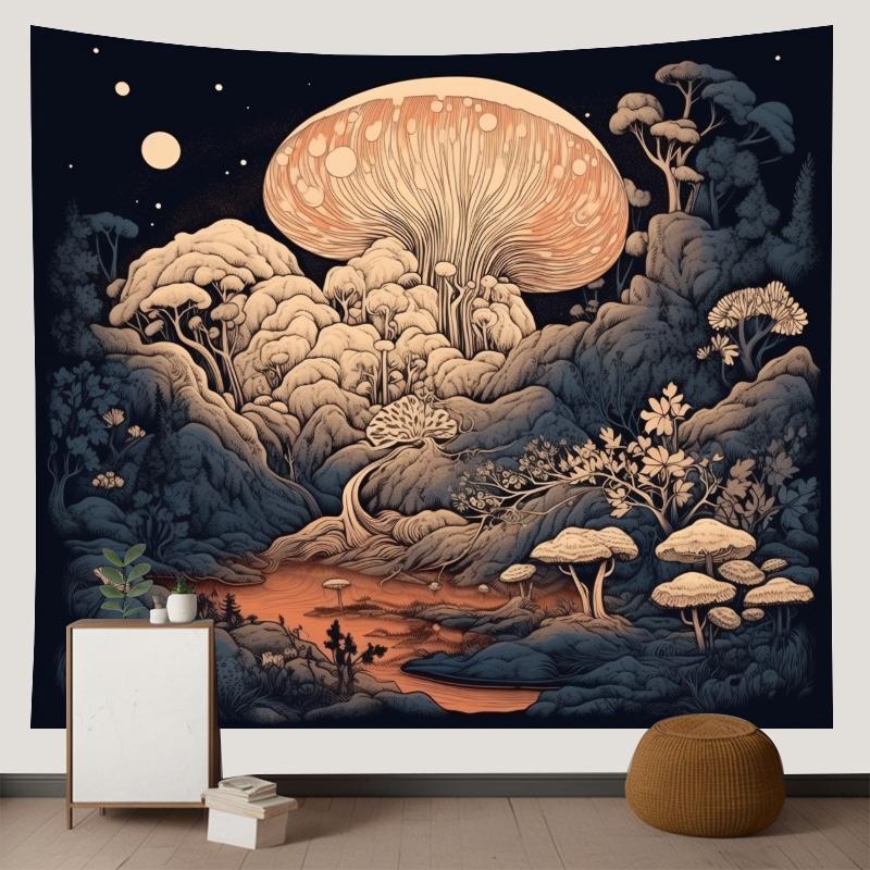 Boho Glow in the Dark Mushroom Tapestry for Living Room Bedroom Tapestry Home Wall Decor