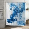 Blue Smoke Effect Shower Curtain Decor Modern Blue Ink Print Shower Panels Bathroom Decoration Waterproof Fabric