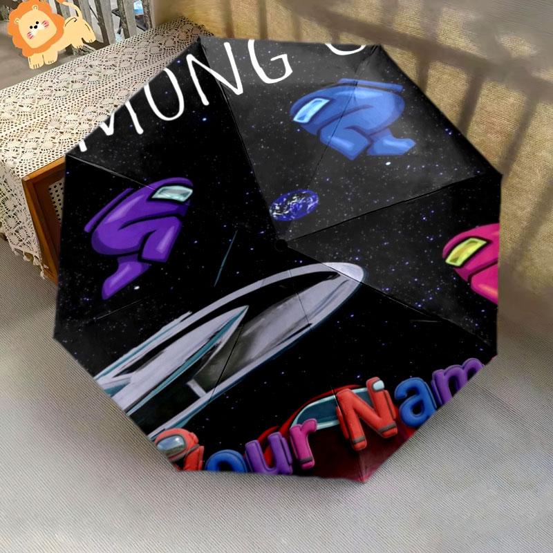 1 PC Automatic Folding Umbrella - Among Us Custom Name Pattern, Portable & Foldable Design with 8 Ribs, Christmas Birthday Gifts
