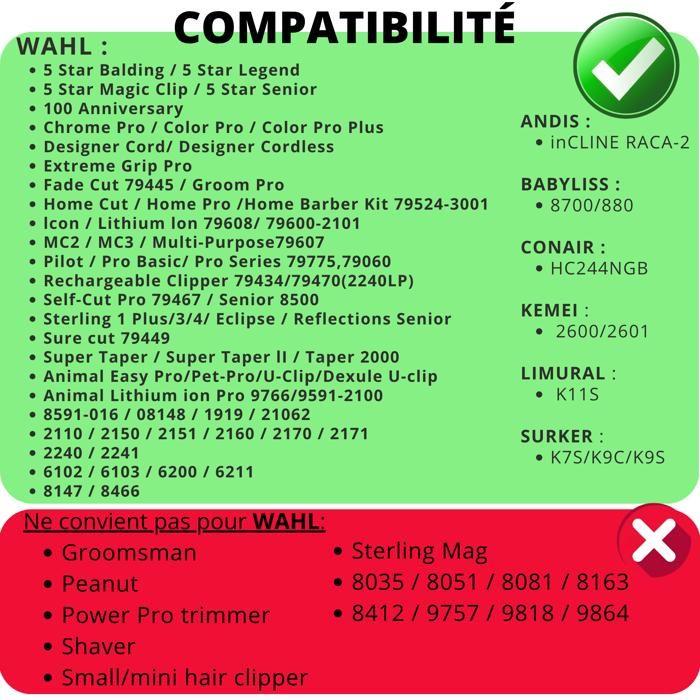 Peignes pour sabot - PHONILLICO - Compatible Tondeuse Wahl - 8 Longueurs de Coupe - Noir - Mixte