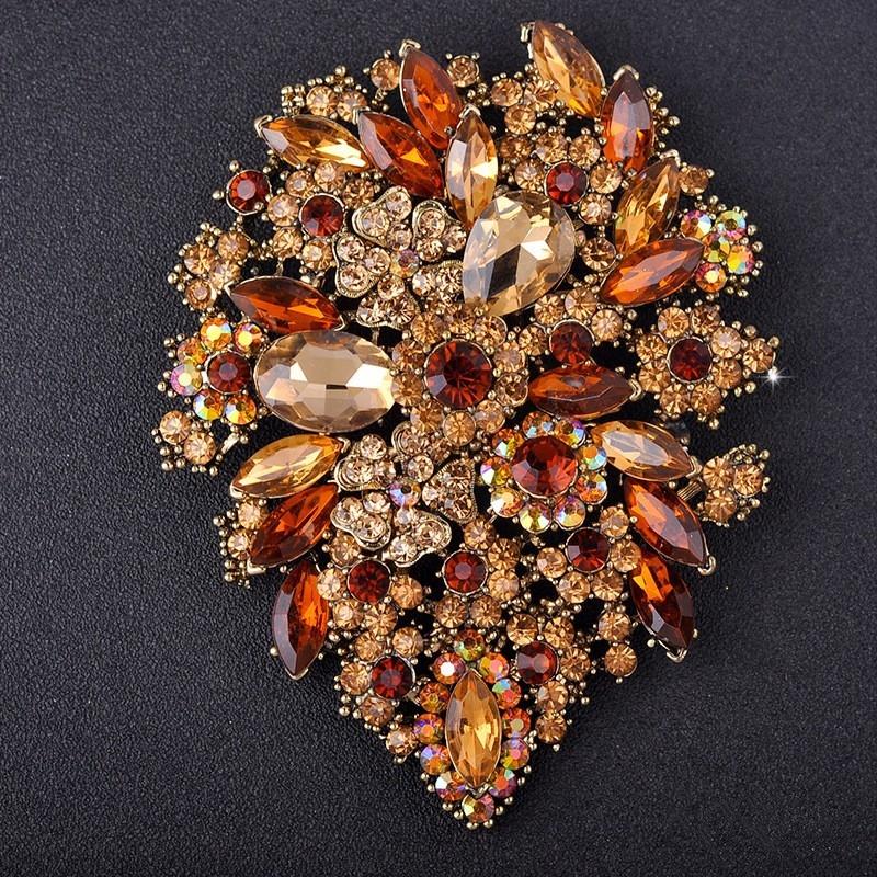 Luxury Full Crystal Exaggerated Broocch Badges For Women Men Elegant Rhinestone Waterdrop Pin  Lady Clothing Coat Corsages