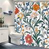 1pc Bright red, orange, yellow and blue floral pattern shower curtain, polyester fabric, machine washable, suitable for bathroom