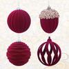 4pcs Flocked Velvet Christmas Ball Shatterproof Decorative Christmas Tree Pendant Delicate Xmas Hanging Ornament Shop