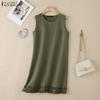 ZANZEA Women Casual Round Neck Solid Color Sleeveless Dress