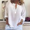 Women's Solid Color Casual Loose Long Sleeved A Mixture of Cotton and Linen Blouses & Shirts