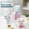 350ml/11oz Bow Mug, Ribbon Glass Ceramic Mug with Ribbon Handle Suitable for Colleagues Valentine's Day Christmas Birthday Gifts