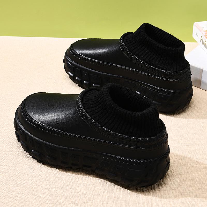 

Теплые, увеличивающие рост, нескользящие водонепроницаемые хлопковые тапочки на толстой подошве с флисовой подкладкой 44-45 чёрный