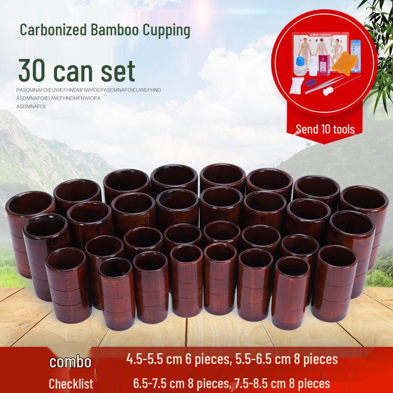 Bamboo Cupping Set: Carbonized Bamboo Charcoal Fire Cupping Jars & Tubes for Household Use