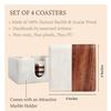 Marble Coasters Set of 4 with Holder, Wood, Dining Table Coasters for Hot Pots Tea Coffee Mugs Table Coasters Decorative Items for Home Decor