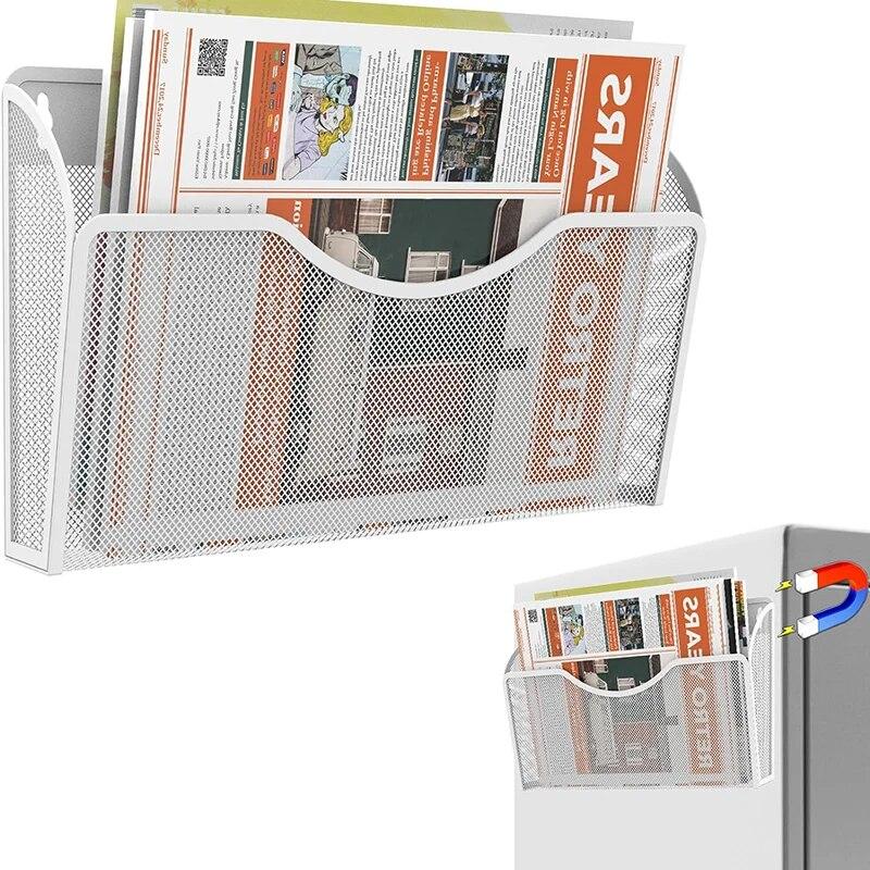 1-уровневый органайзер для файлов, держатель файлов большой емкости для холодильника, картотечных шкафов, доски, офиса, без магнита белый