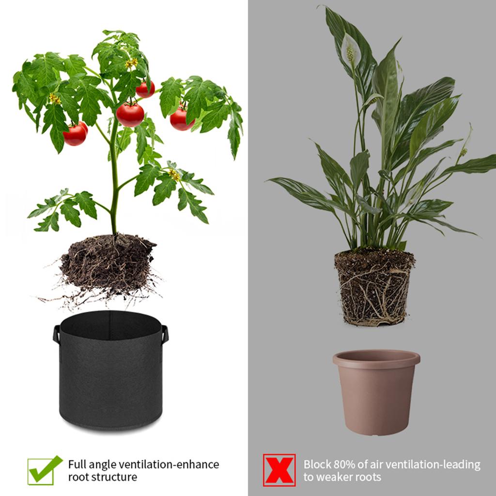 Plant Grow Bags Breathable Felt Polypropylene Webbing Plant Grow Pots Garden Planting Containers with Handles