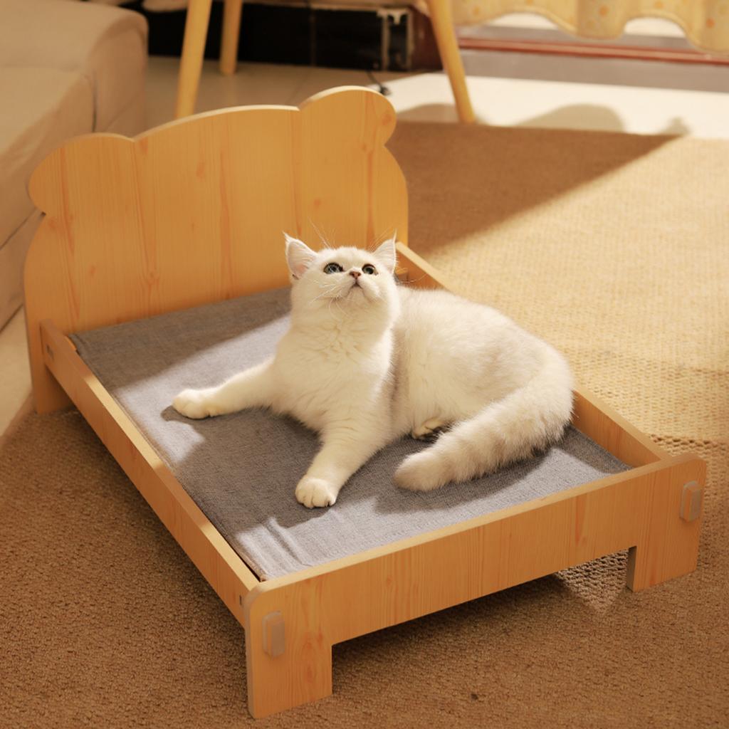 Wooden Pet Bed Cat Litter Dog Bed Four Season Universal Landing Kitten Wooden Removable Washable Teddy Cot House Accessories