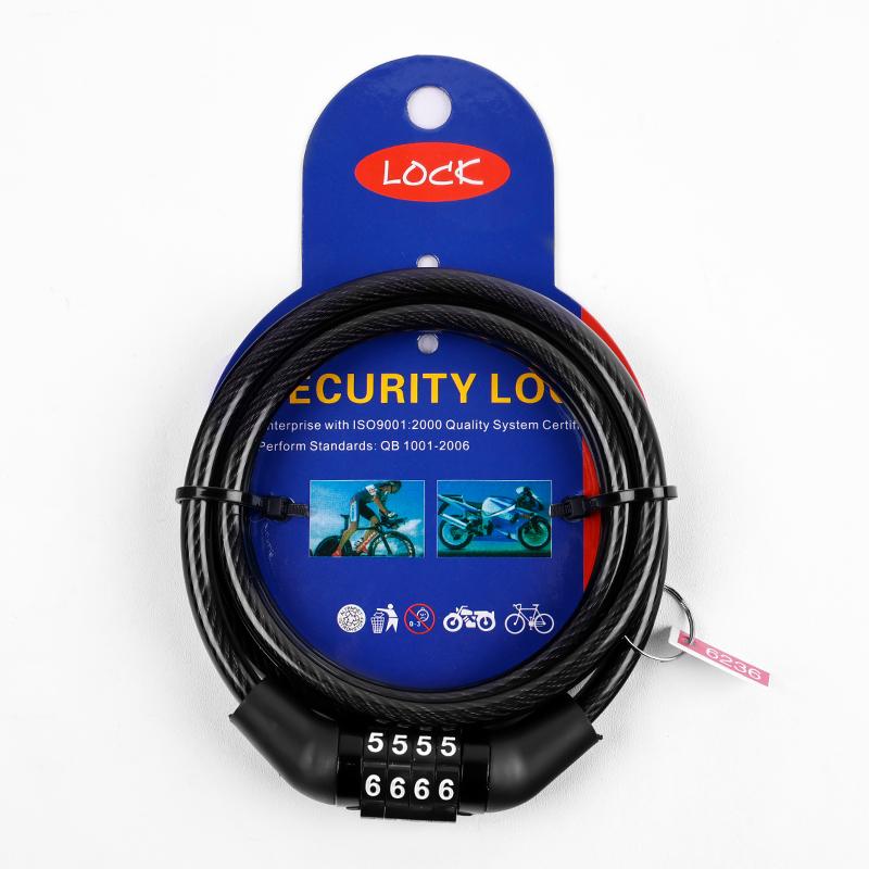 Portable Motorcycle Bicycle Lock Set Antitheft Steel Combination Travel Lock Bicycle Lock Cable Lock чёрный