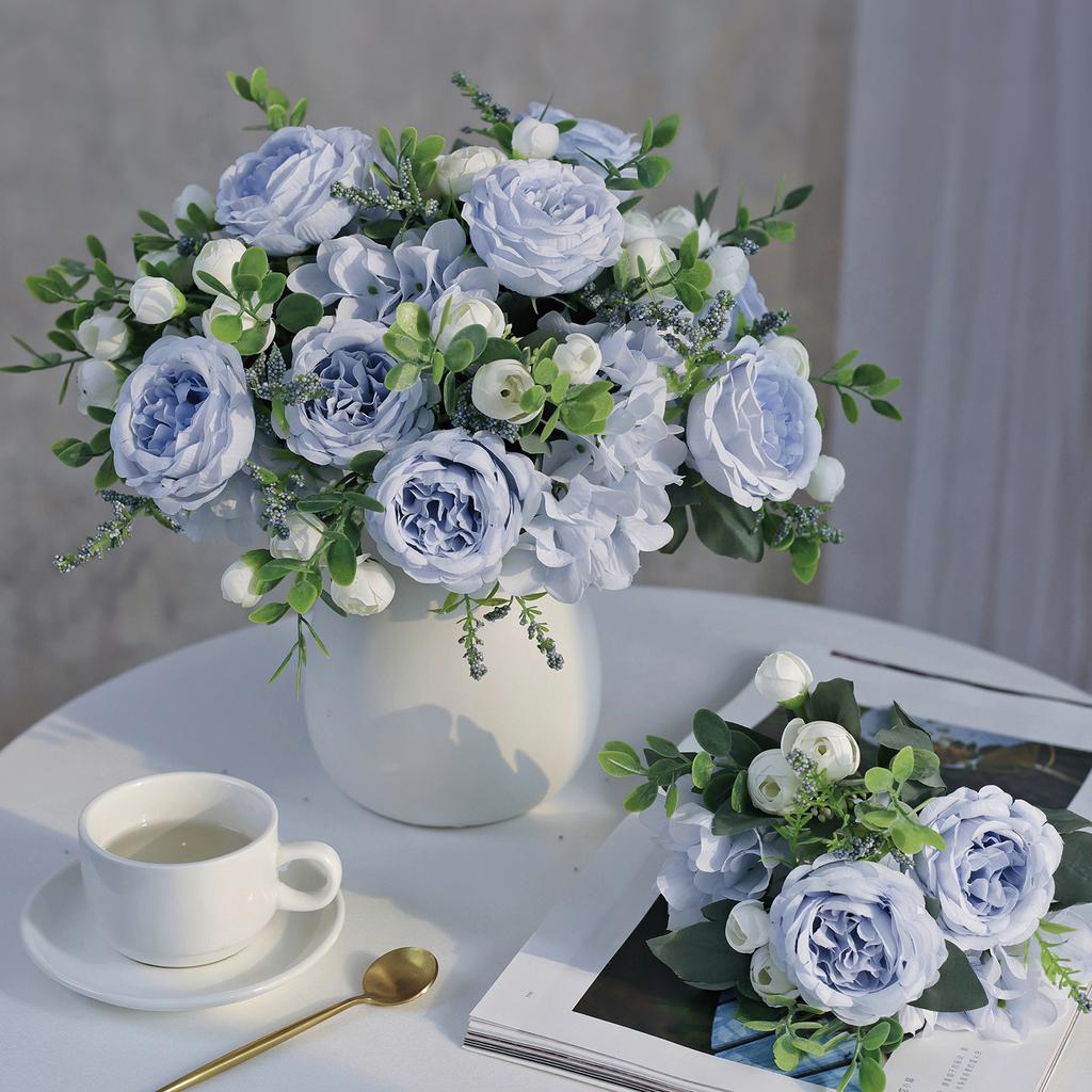 1/3PCS Artificial Flowers Wedding Table Home Bedroom Decoration Bridal Bouquet Garden Fake Silk Peony Hydrangeas Vase Outdoors