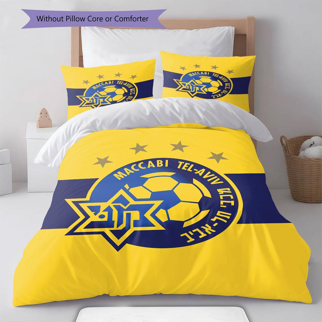Maccabi Tel Aviv F.C Pattern Bedding,Quilt Set Quilt Cover Pillowcase Home Birthday Gift(1 * duvet cover + 2 * pillowcase, without core)