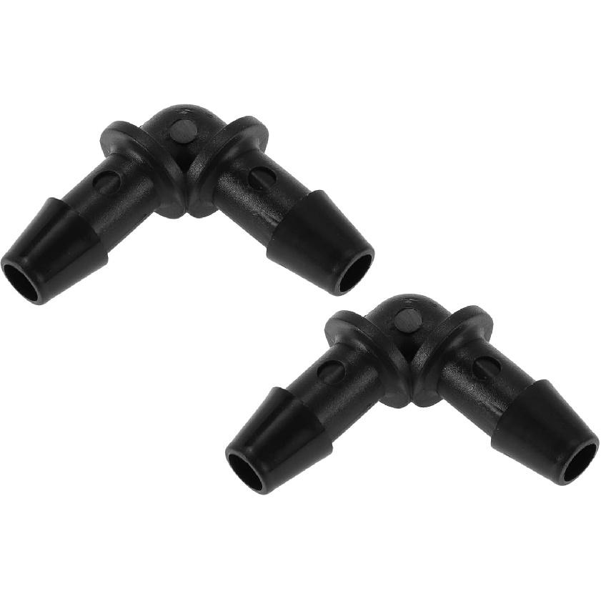 Vacuum Tubing Connector 4.8mm L-Shaped Elbow Black PP 2 Pcs
