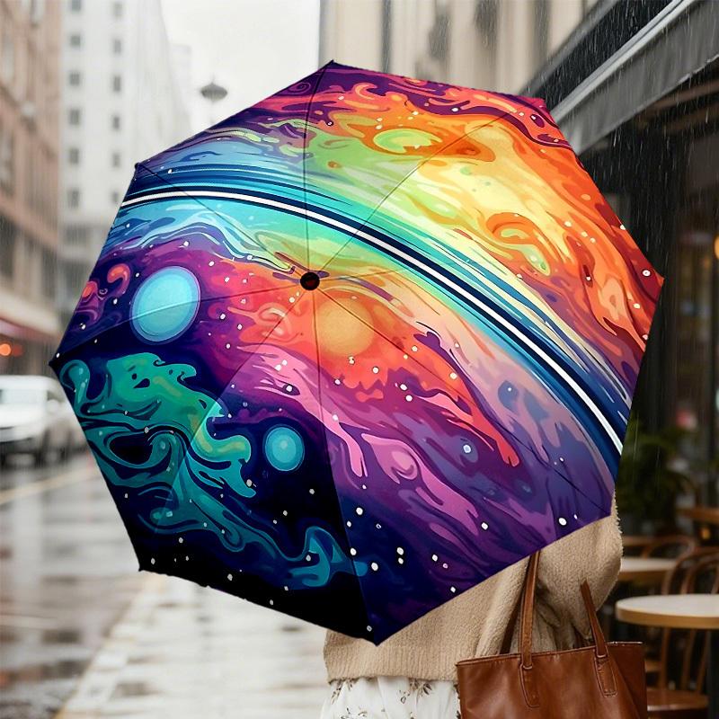 Colorful Galaxy Art Umbrella: Auto-Opening & Closing, Outdoor Protection, Lightweight and Durable Travel Accessory 129