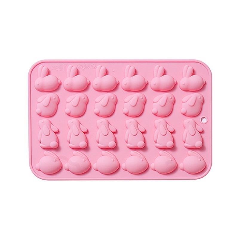 24 Cavity Rabbit Silicone Chocolate Mould Cake Decorating Baking Accessories 1 розовый