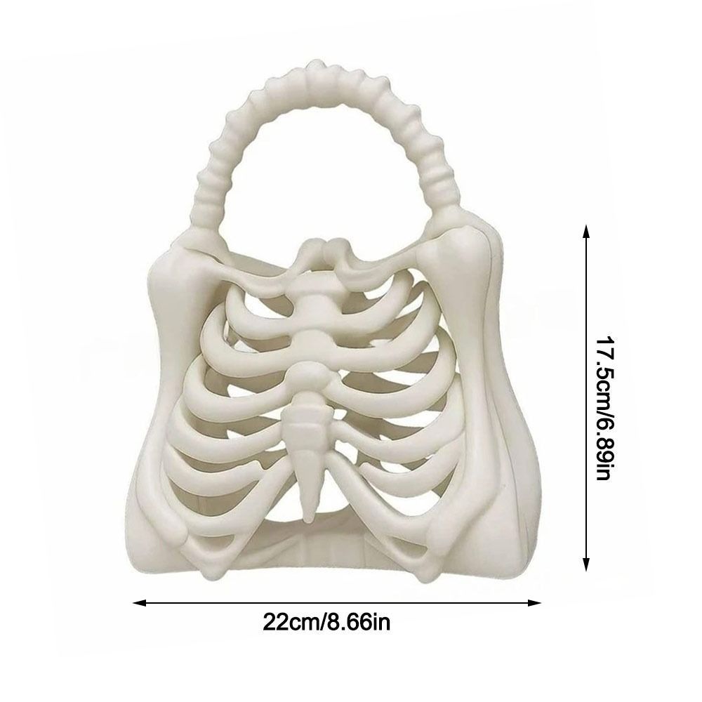 Borsa da Mano Scheletro Stampa 3D alla Moda Borsa da Costume Gotica Nuova Forma a Gabbia Toracica Borsa a Mano Cosplay