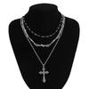 Punk Thorn Cross Pendant Necklace Dark Gothic Cross Fringe Choker Necklace for Women Unique Clavicle Chain Stylish Gift