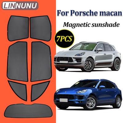LINNUNU Dla Porsche macan 2014--2026 Magnetyczna Osłona Przeciwsłoneczna na Szybę Samochodową Zasłona na Przednią Szybę Osłona Przeciwsłoneczna na Boczne Szyby Akcesoria Ochrona UV