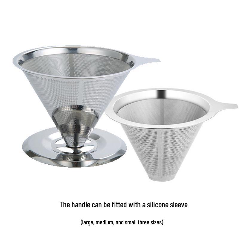 Dual-Layer 304 Stainless Steel Coffee Filter, Available in 300/600/800 Mesh, No Paper Needed for Hand Drip Brewing.