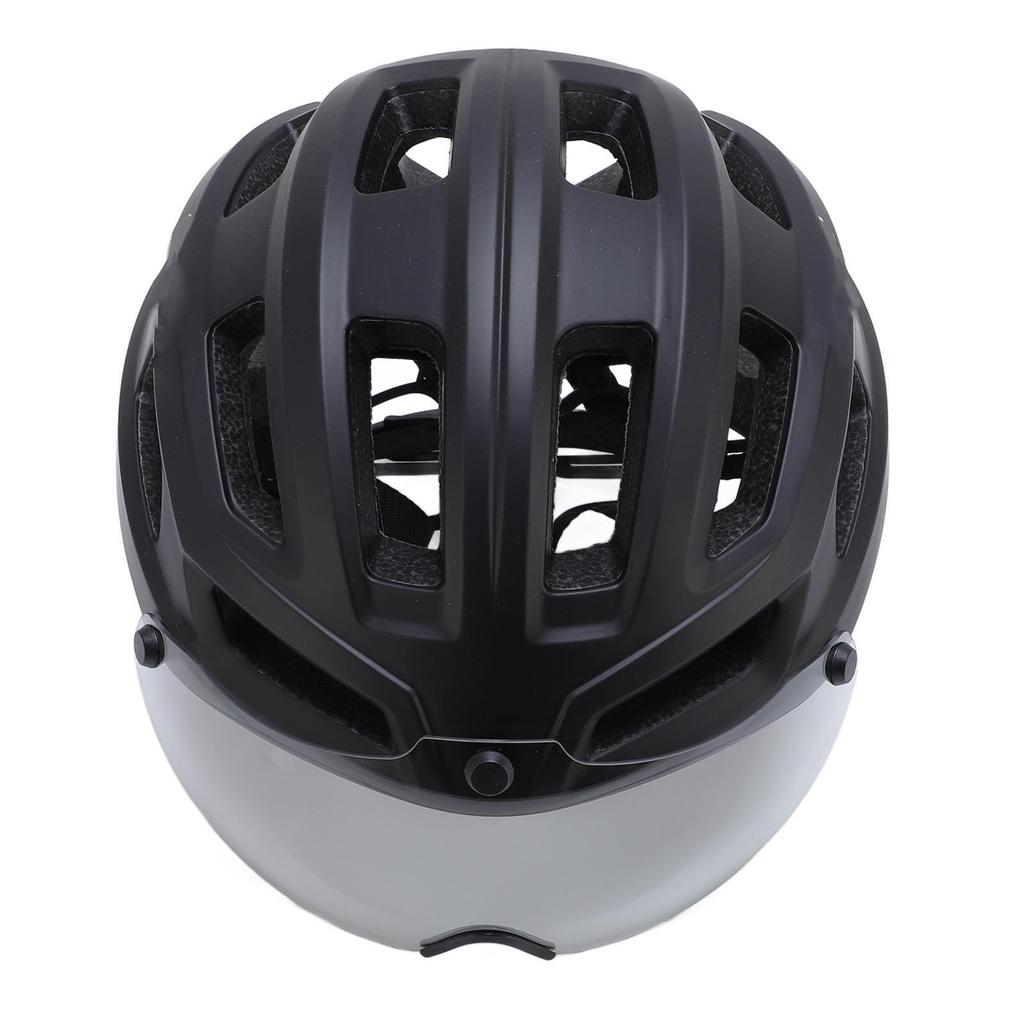 Bike Helmet with Magnetic Photochromic Goggles PC EPS Windproof Impact Proof Lightweight Breathable Cycling Helmet for Men Women Matte Black