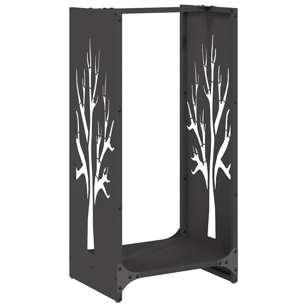 Firewood Rack Black 40 x 30 x 80 cm Cold Rolled Steel