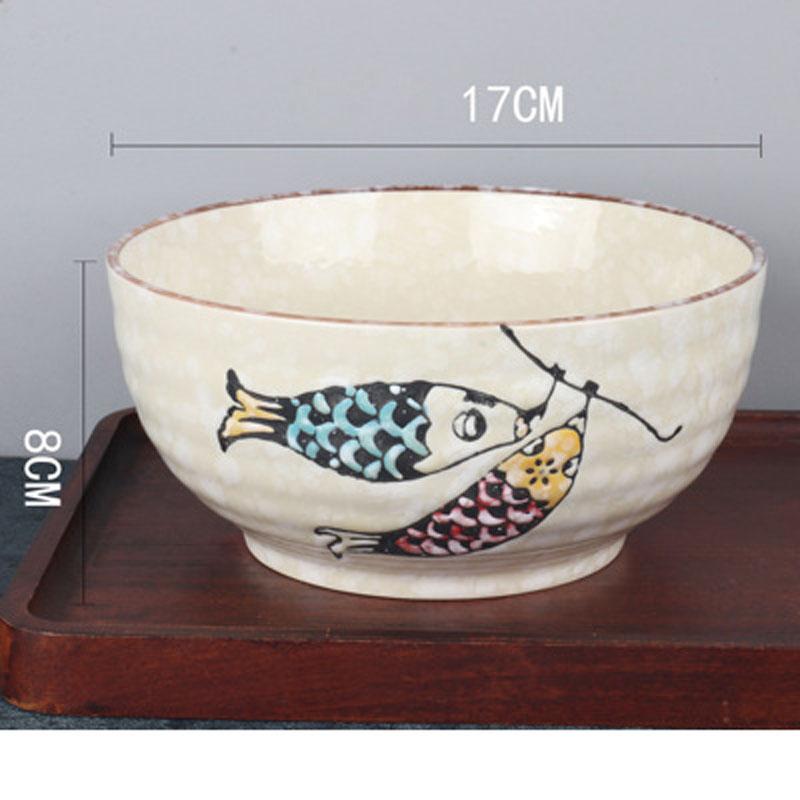 Japanese Underglaze Hand-painted 7-inch Ceramic Household Ramen Bowl Soup Bowl Commercial Restaurant Noodle Bowl Large