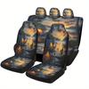 Camping Sunset Designed Car Seat Cover Set For Most Cars, Fashion Comfortable Car Seat Protector Covers Full Set, Universal Car