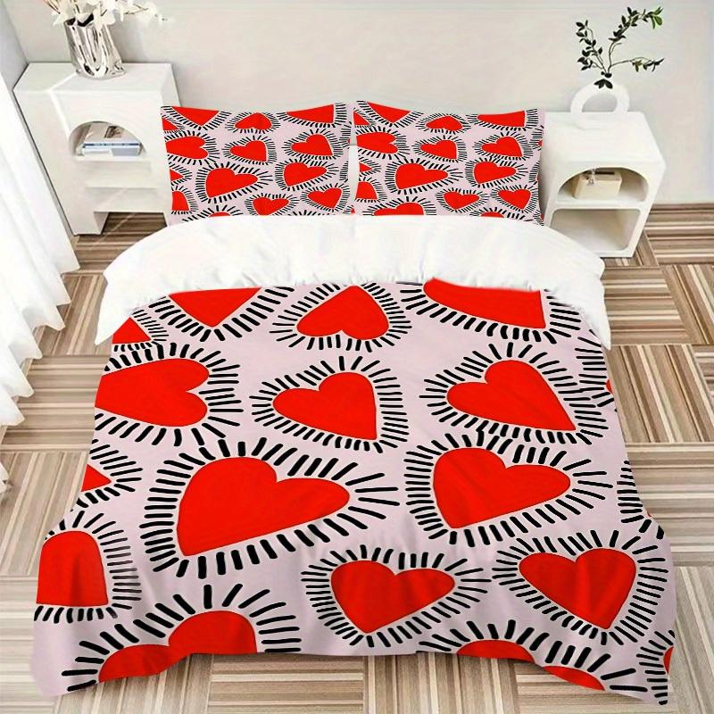 3pcs Heart Pattern Bedding Set, Breathable and Soft, Suitable for All Seasons, Ideal for Home Use, Suitable for Bedroom Decor yy250821234