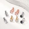 Earrings, Stylish And Simple, Four-Claw Round Rhinestone Without Ear Piercings, Ear Clips, Copper Earrings.