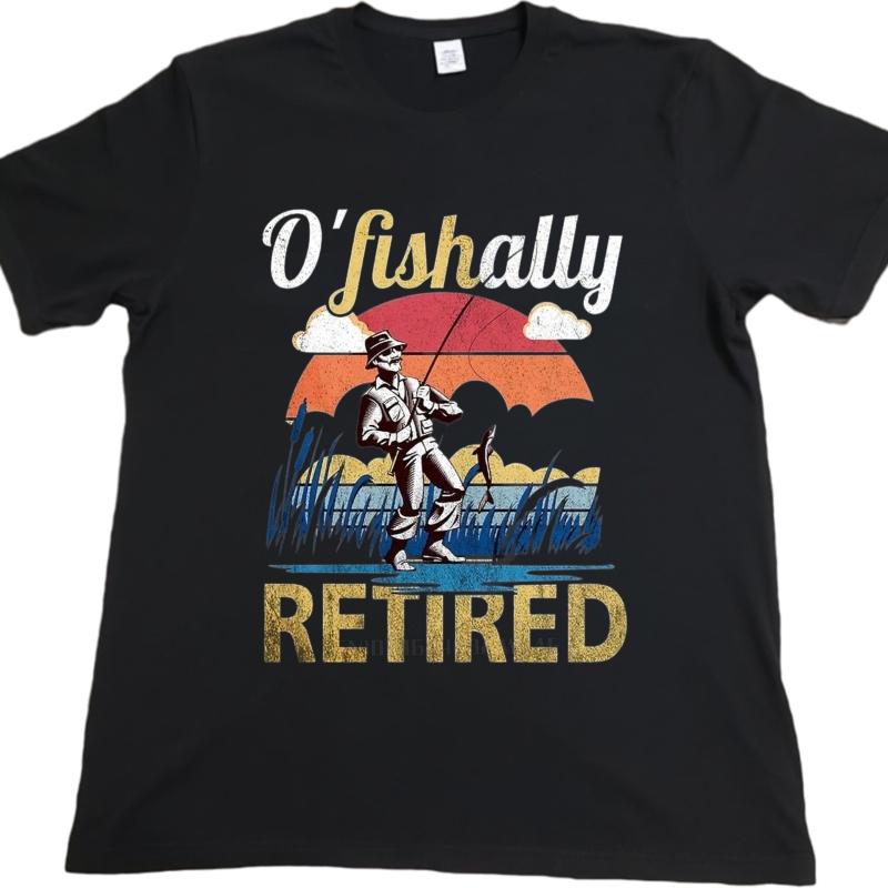 men brand tshirt Black summer For men t shirt O Fishally Retired Fishing Scene Short Sleeve Street Wear Round Neck Teeshirt