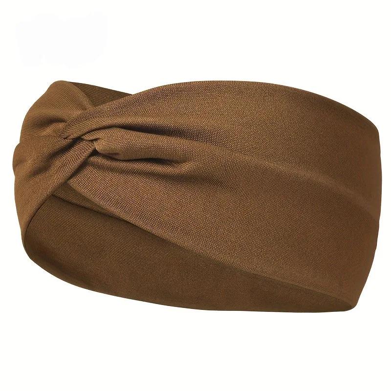 Simple Solid Color Cross Knotted Elastic Wide Headband Women Unisex Sports Yoga Hair Bands Headscarf Headwear
