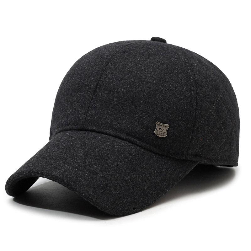 Men'S Hat Middle-Aged And Elderly Thickened Ear Protector Warm Cap Outdoor Woolen Cold-Proof Dad Cotton Hat