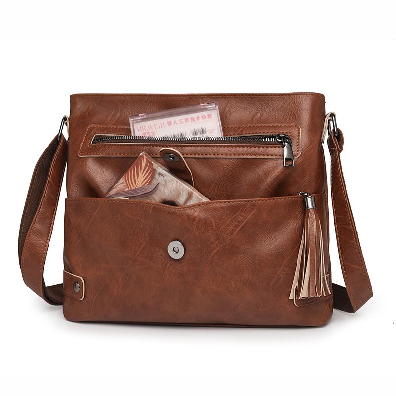 Torba Crossbody z Frędzlami Damska Torba na Ramię Miękka Skóra Torba dla Mamy Mała Kwadratowa Torba